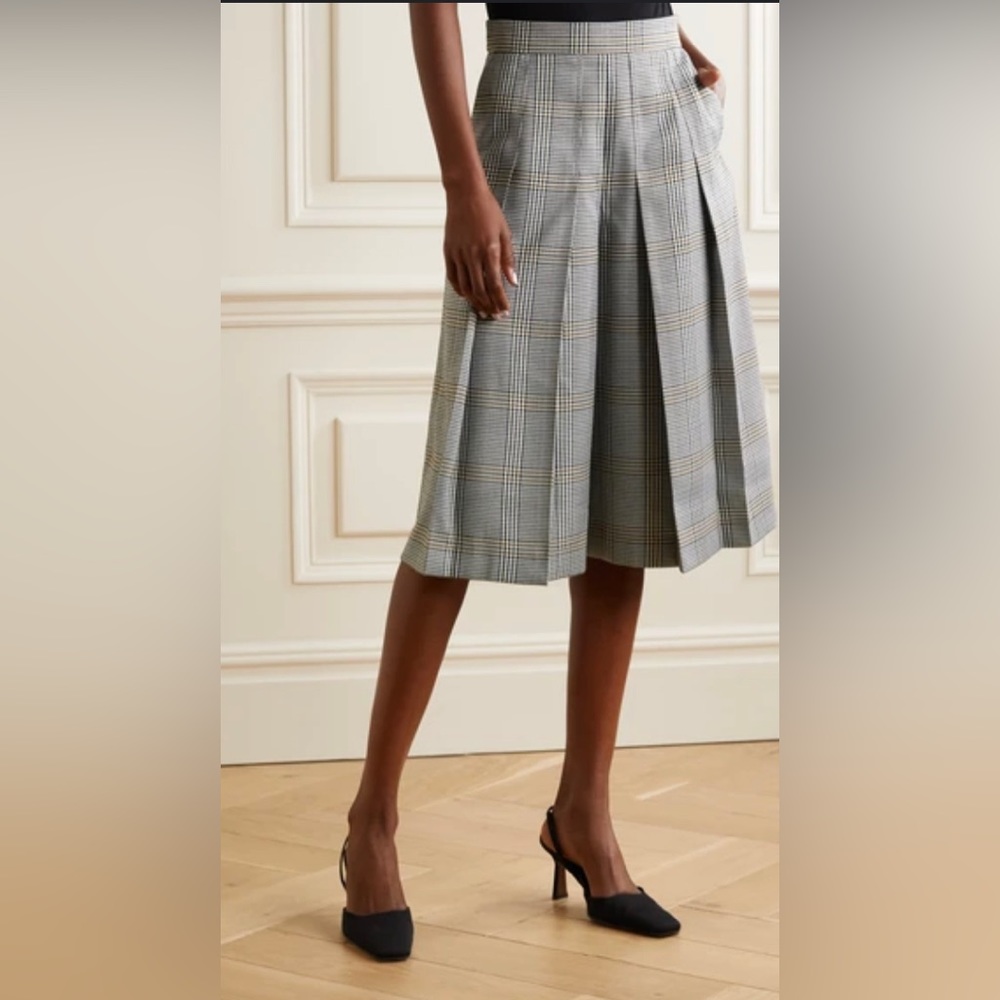 $295 Maje Picar Plaid grey culottes 3/4 flared pants 38 6